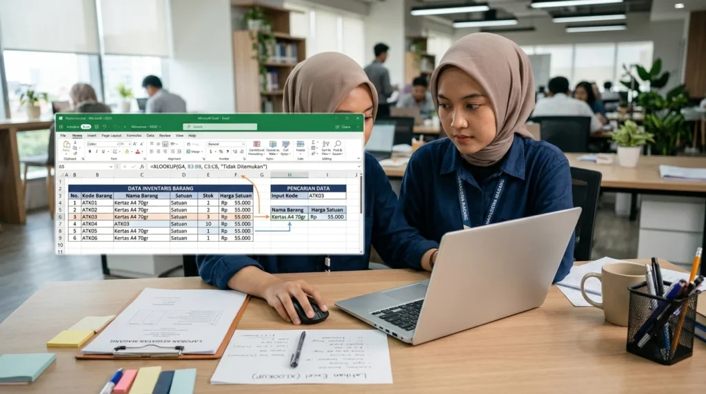 Latihan XLOOKUP Excel untuk tes magang administrasi