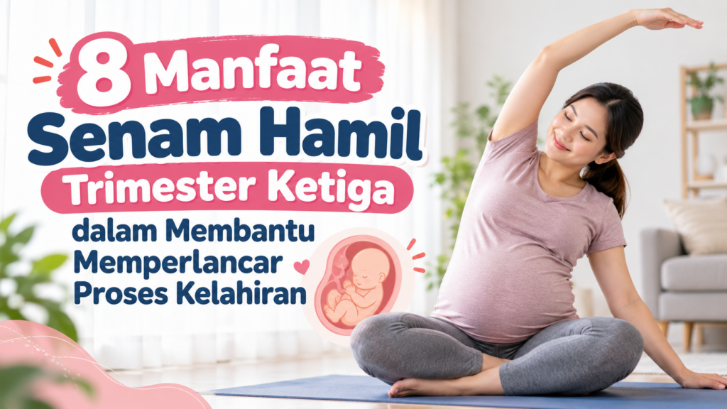 Ibu hamil trimester ketiga melakukan senam prenatal ringan untuk menjaga kebugaran, meningkatkan kenyamanan tubuh, dan membantu persiapan menghadapi proses persalinan.
