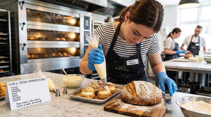 Pelatihan keterampilan baking pastry dan roti komersial di studio kuliner Semarang